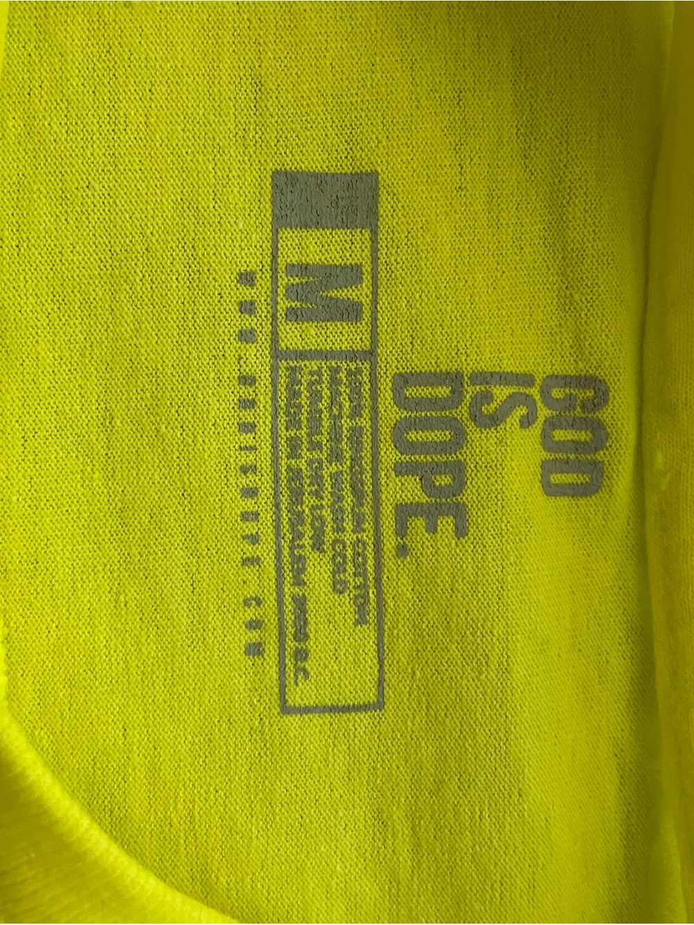 God is Dope Neon Yellow Short Sleeve Tee - Picture 3 of 3